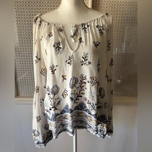 Women’s Kimchi Blue Urban Outfitters White Blue Boho Peasant Top